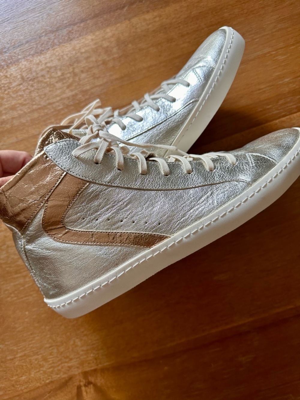 Montelliana Sandy Silver High Top Zip Up Sneakers NWT Size 39